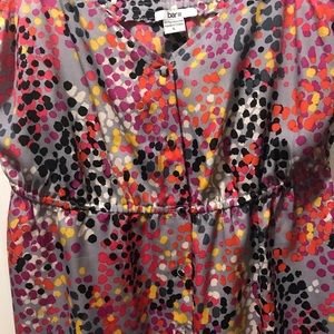 Bright spring mini dress, button up the front